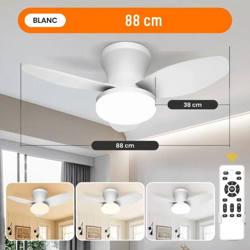Ventilateur de plafond LED moderne – 3 pales dimmable