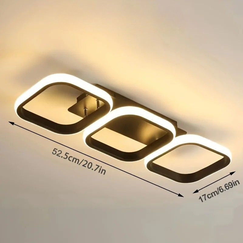 Plafonnier LED nordique – 3 cadres carrés noir ou blanc