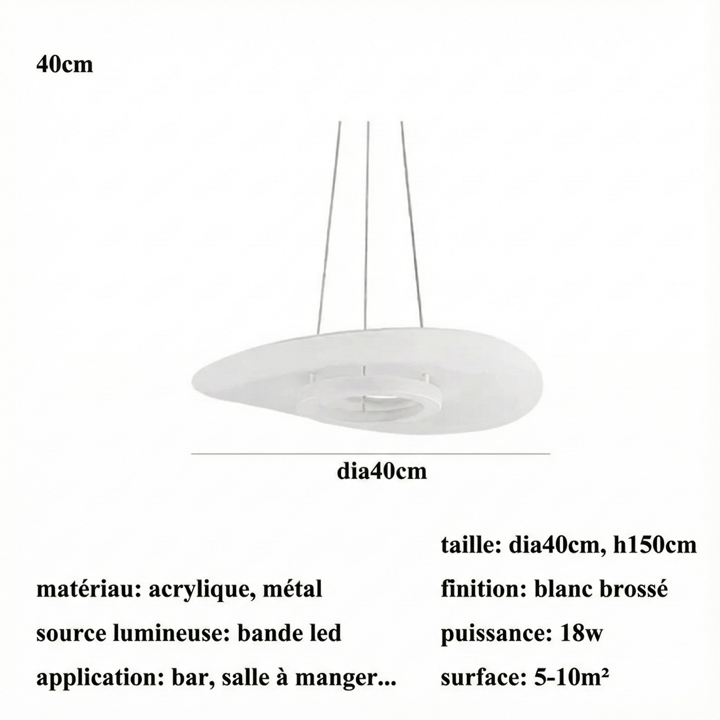 Suspension LED disque Wabi Sabi – noir ou blanc