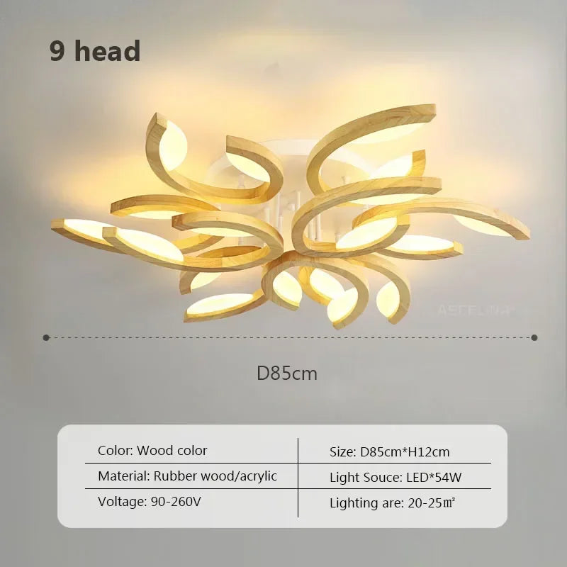 Plafonnier LED bois nordique – branches courbes