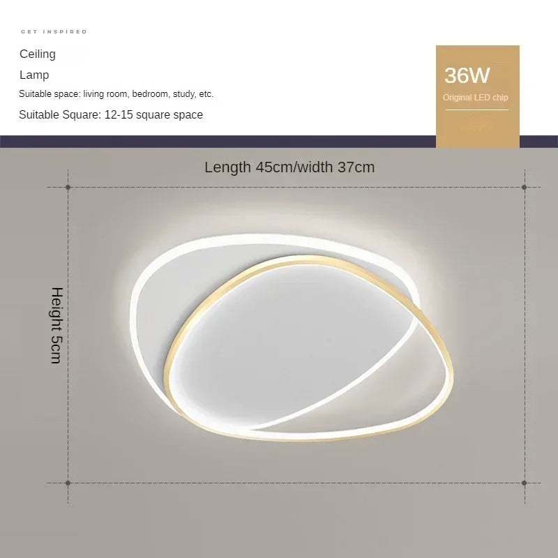 Plafonnier LED moderne – lignes rondes entrelacées noir ou doré