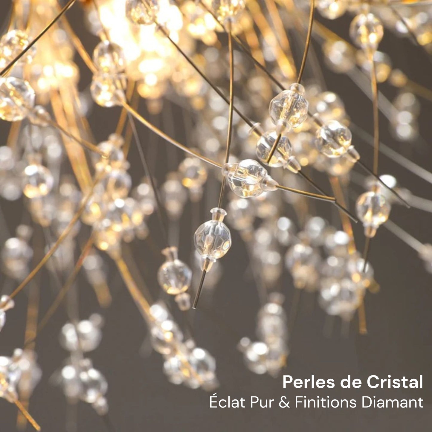Plafonnier LED en cristal pissenlit – doré ou argenté