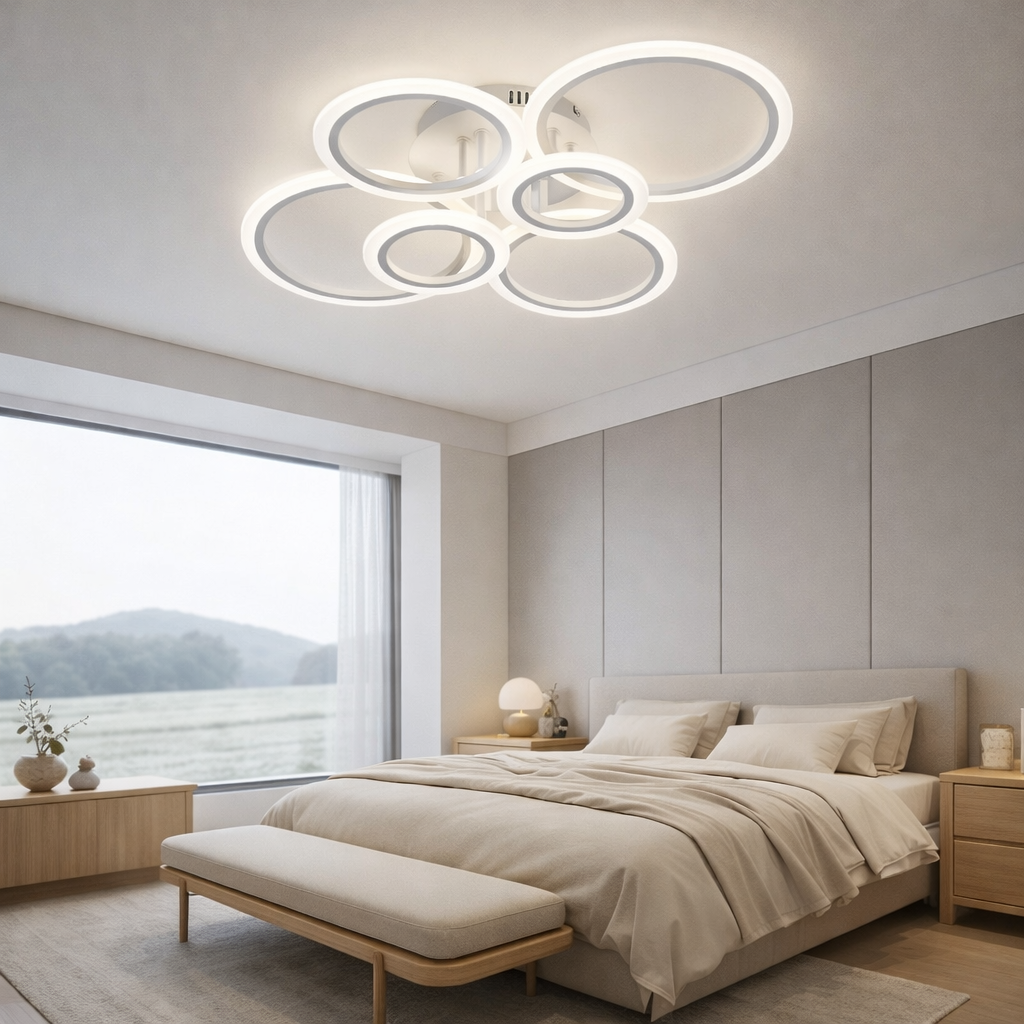 Plafonnier LED moderne blanc – Anneaux design entrelacés