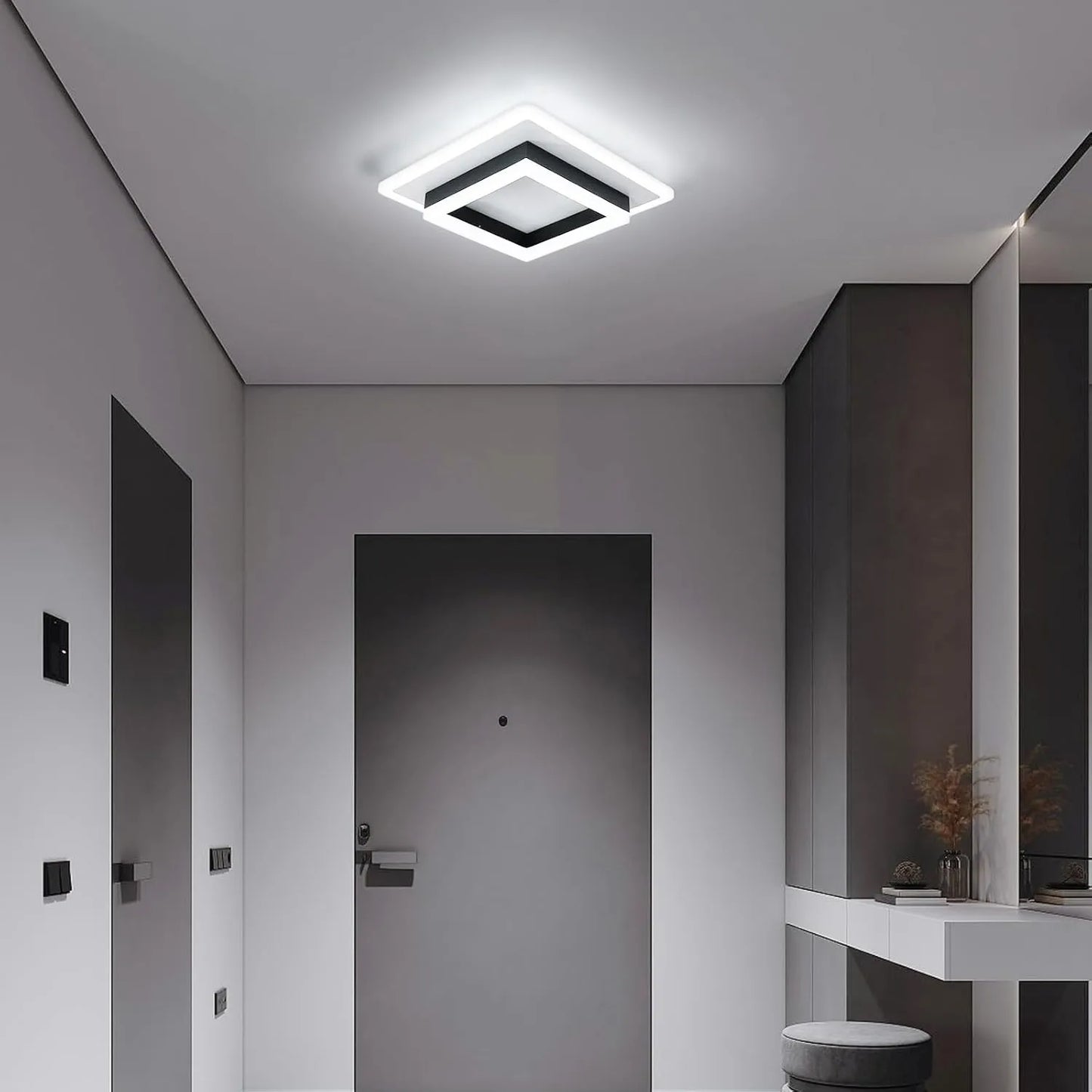 Plafonnier LED moderne carré noir et blanc