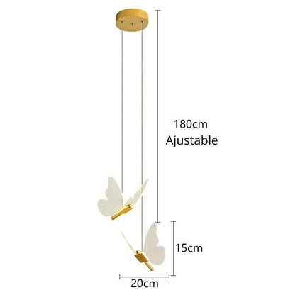 Suspension LED papillon doré