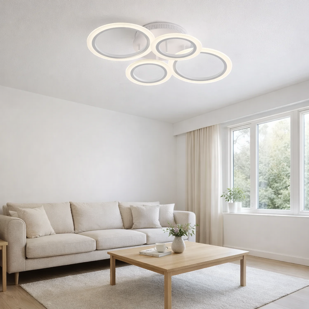 Plafonnier LED moderne blanc – Anneaux design entrelacés