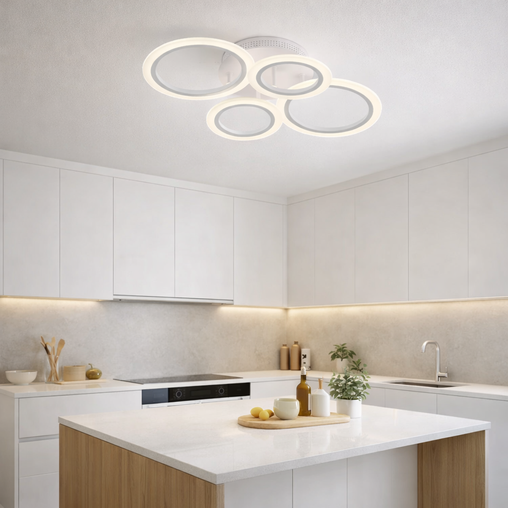 Plafonnier LED moderne blanc – Anneaux design entrelacés