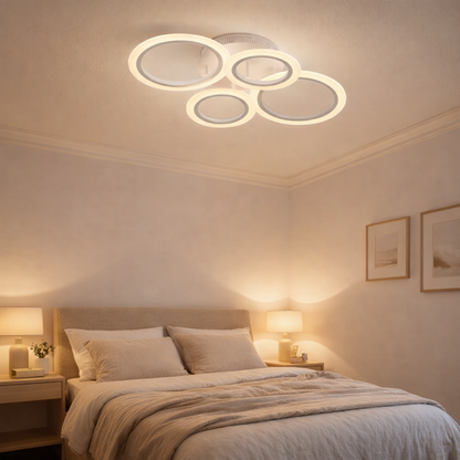 Plafonnier LED moderne blanc – Anneaux design entrelacés