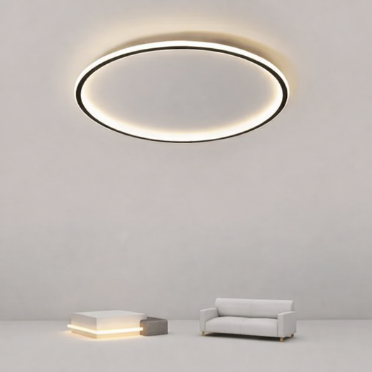 Plafonnier LED rond minimaliste – anneau lumineux noir, blanc ou doré