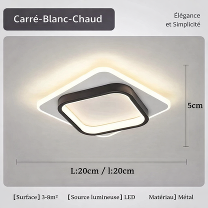 Plafonnier LED nordique doré – carré 20 cm