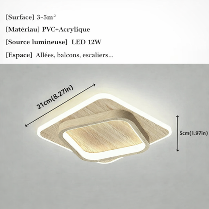 Plafonnier LED nordique doré – carré 20 cm
