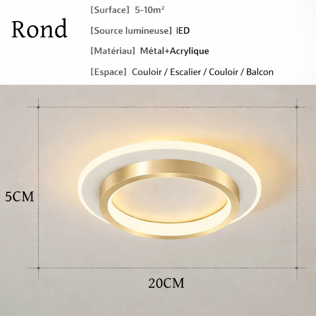 Plafonnier LED rond nordique – anneau décoratif 20 cm