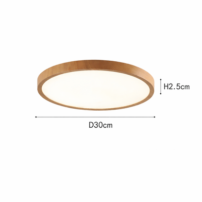 Plafonnier LED circulaire ultra-mince effet bois