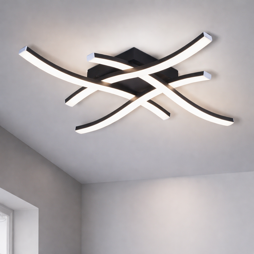 Plafonnier LED ondulé noir – 2, 3 ou 4 rubans lumineux