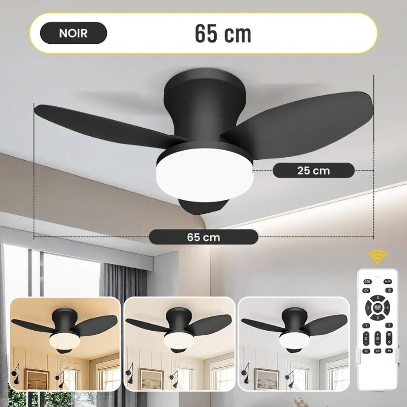 Ventilateur de plafond LED moderne – 3 pales dimmable