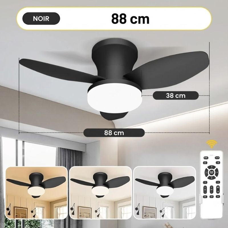 Ventilateur de plafond LED moderne – 3 pales dimmable