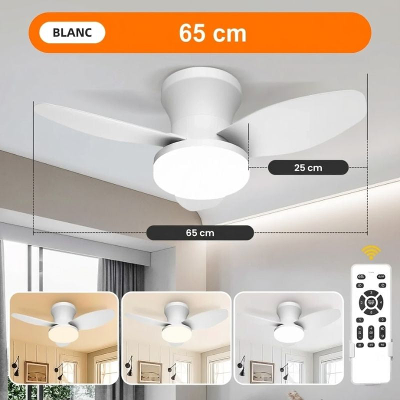 Ventilateur de plafond LED moderne – 3 pales dimmable