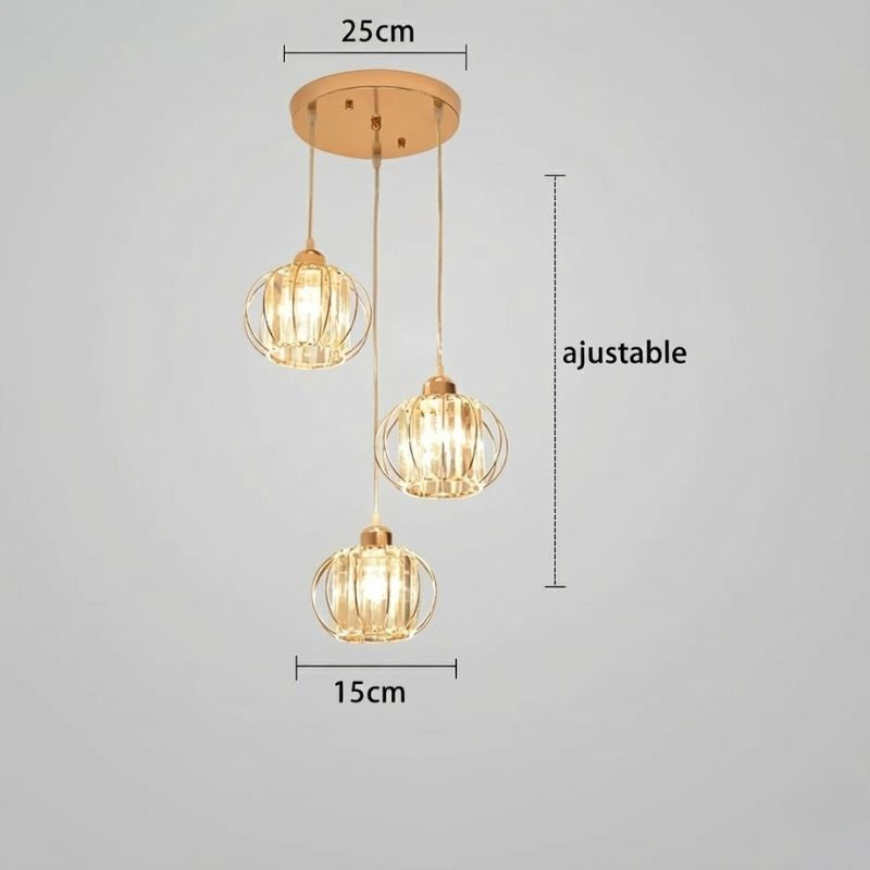 Suspension nordique en cristal – 1 ou 3 têtes (noir / doré)