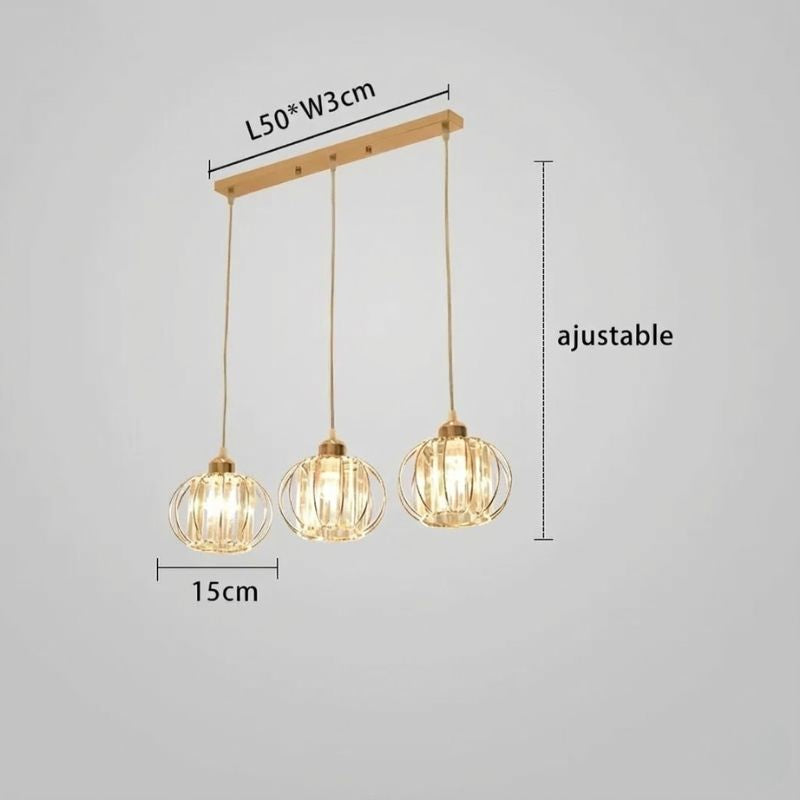 Suspension nordique en cristal – 1 ou 3 têtes (noir / doré)