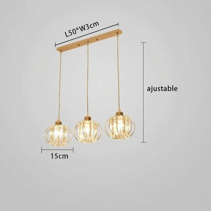 Suspension nordique en cristal – 1 ou 3 têtes (noir / doré)