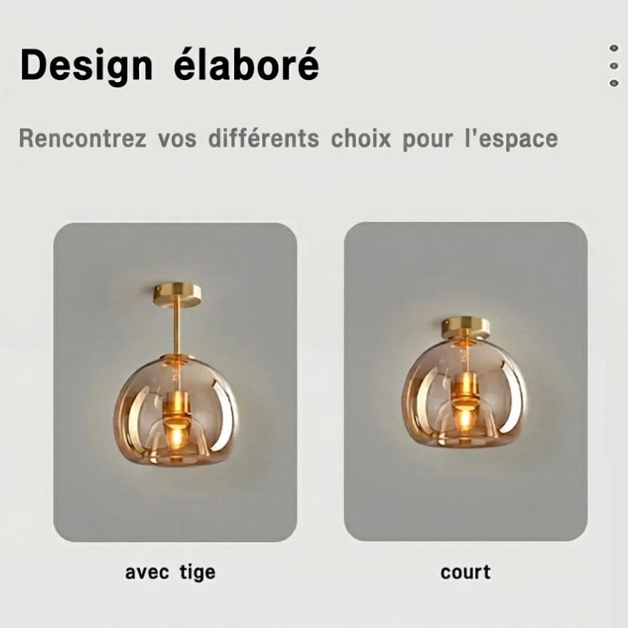 Plafonnier boule en verre – Cognac ou gris fumé