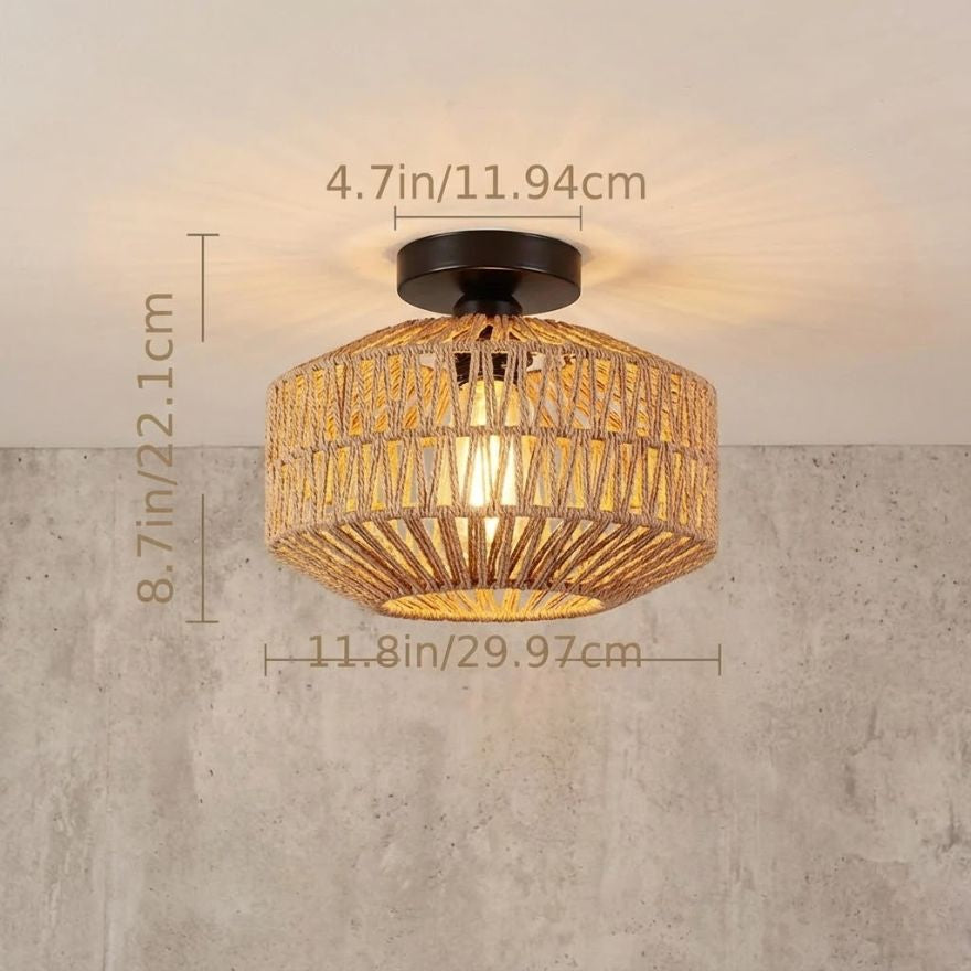 Plafonnier en bambou tressé – abat-jour cylindrique