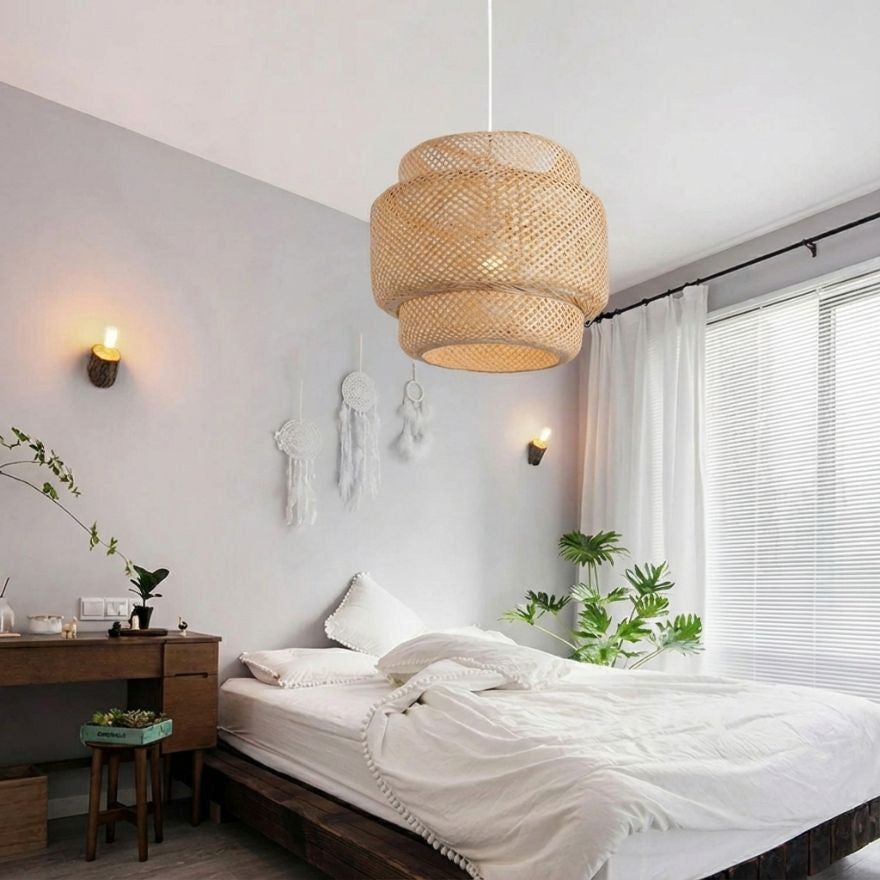 Suspension en bambou tressé 30 cm