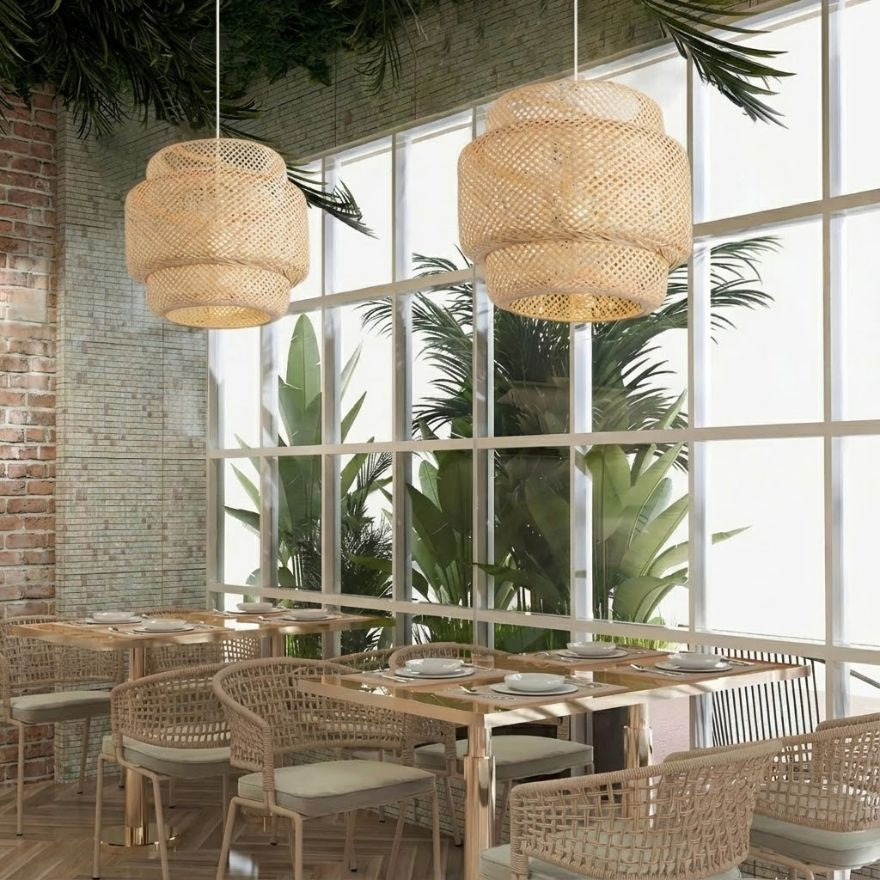 Suspension en bambou tressé 30 cm