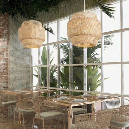 Suspension en bambou tressé 30 cm