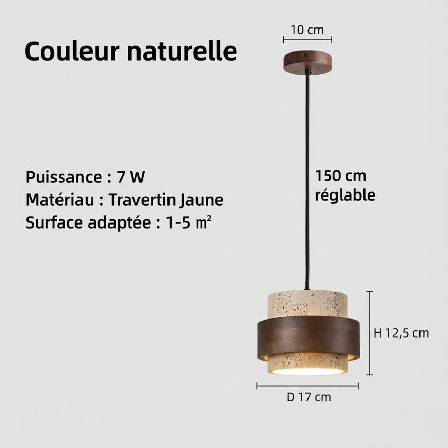 Suspension en travertin – cylindre 17 cm