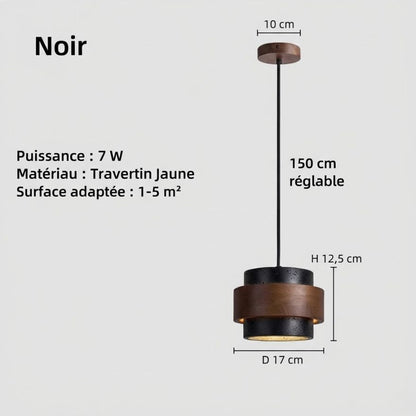 Suspension en travertin – cylindre 17 cm