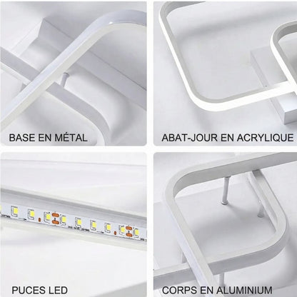 Plafonnier LED moderne blanc – 2 carrés entrelacés