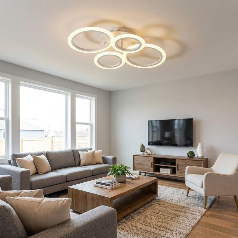 Plafonnier LED moderne blanc – Anneaux design entrelacés