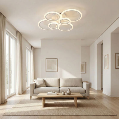 Plafonnier LED moderne blanc – Anneaux design entrelacés