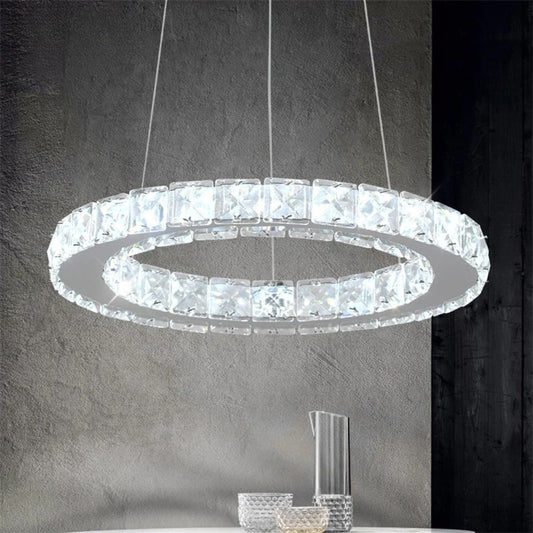 Suspension LED anneau cristal 30 cm