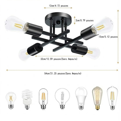 Plafonnier Sputnik noir – 4 lumières E27