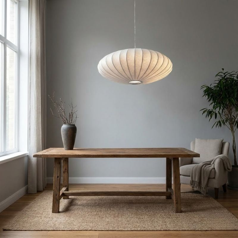 Suspension Wabi-sabi en soie – abat-jour ovale