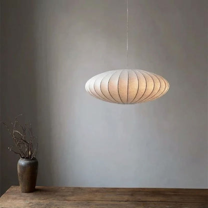 Suspension Wabi-sabi en soie – abat-jour ovale