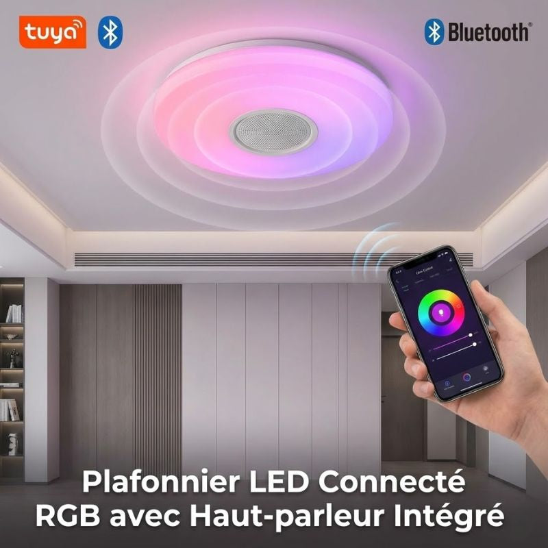 Plafonnier LED RGB avec haut-parleur Bluetooth – 3 diamètres