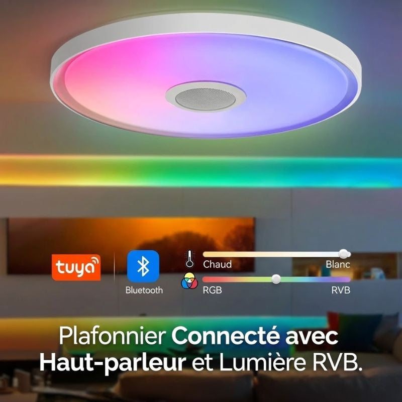 Plafonnier LED RGB avec haut-parleur Bluetooth – 3 diamètres