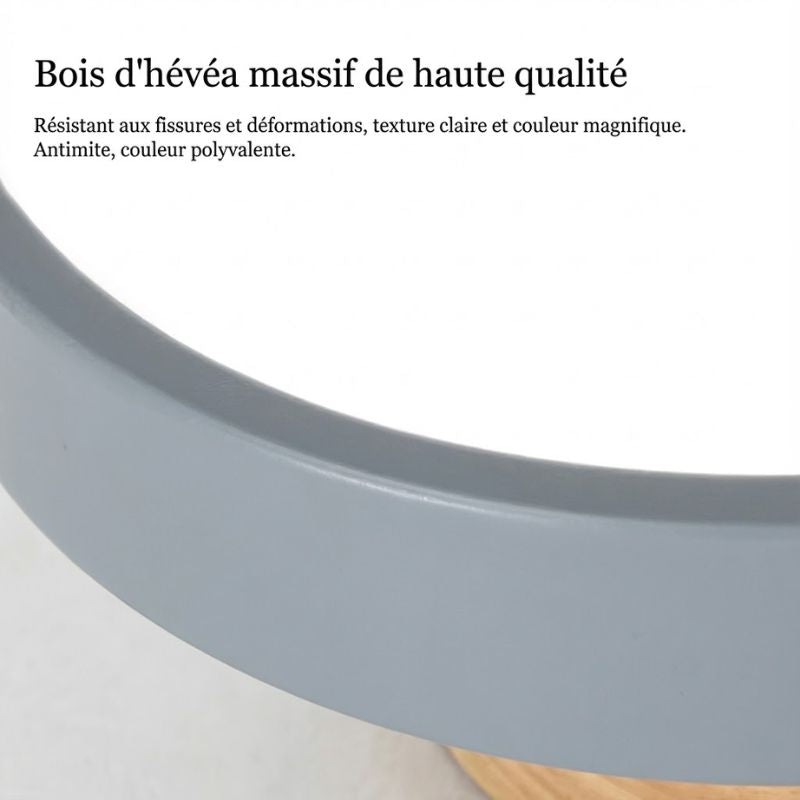 Plafonnier LED nordique rond bois et couleur