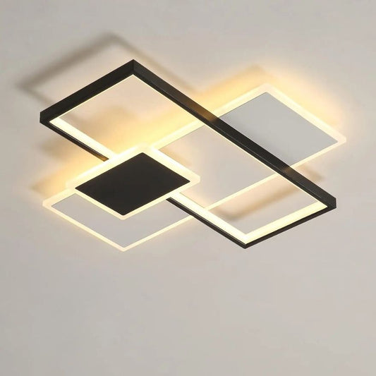 Plafonnier LED noir et blanc – 3 carrés dimmables