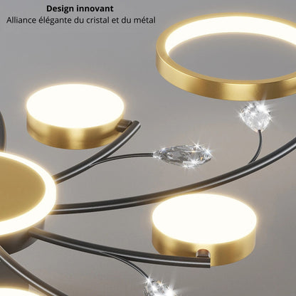 Lustre plafonnier moderne noir et doré – 6, 8 ou 10 lumières