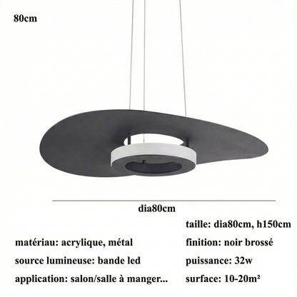 Suspension LED disque Wabi Sabi – noir ou blanc