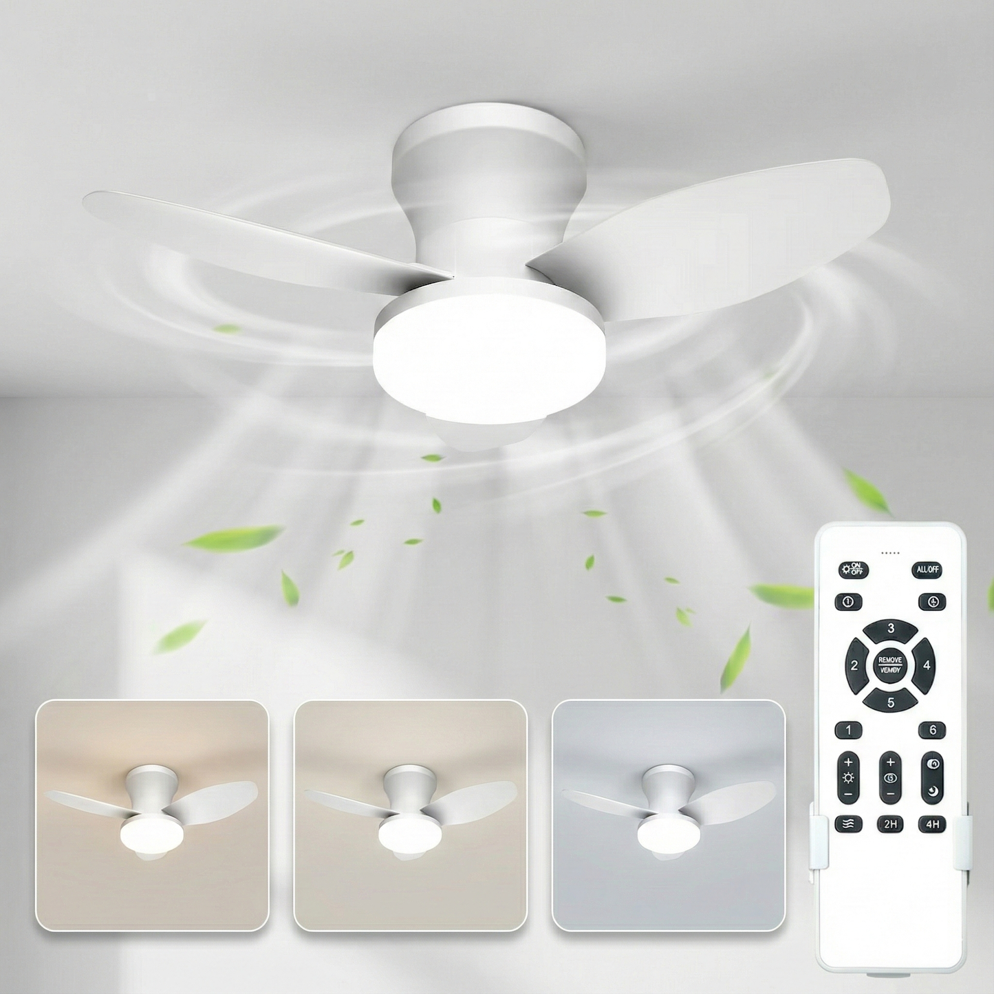 Ventilateur de plafond LED moderne – 3 pales dimmable