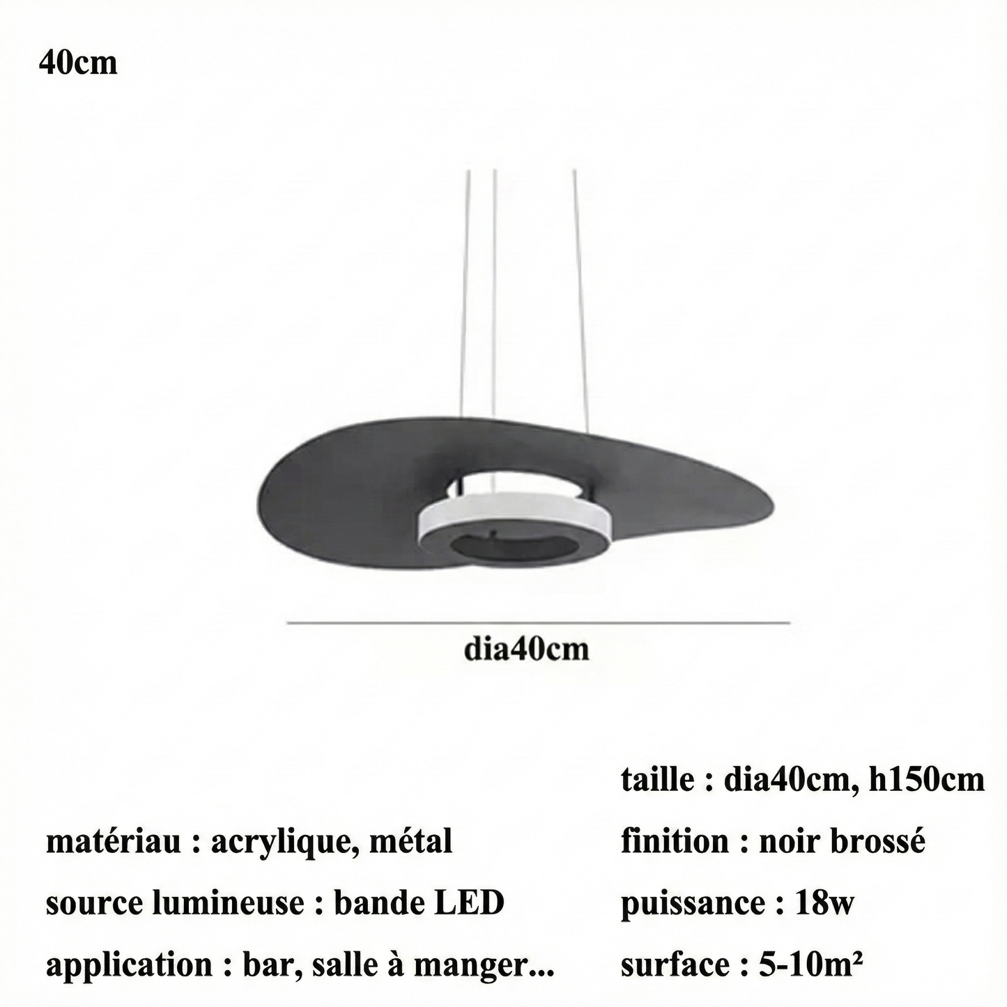 Suspension LED disque Wabi Sabi – noir ou blanc