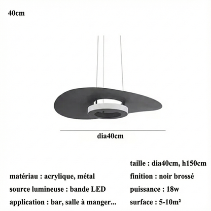 Suspension LED disque Wabi Sabi – noir ou blanc