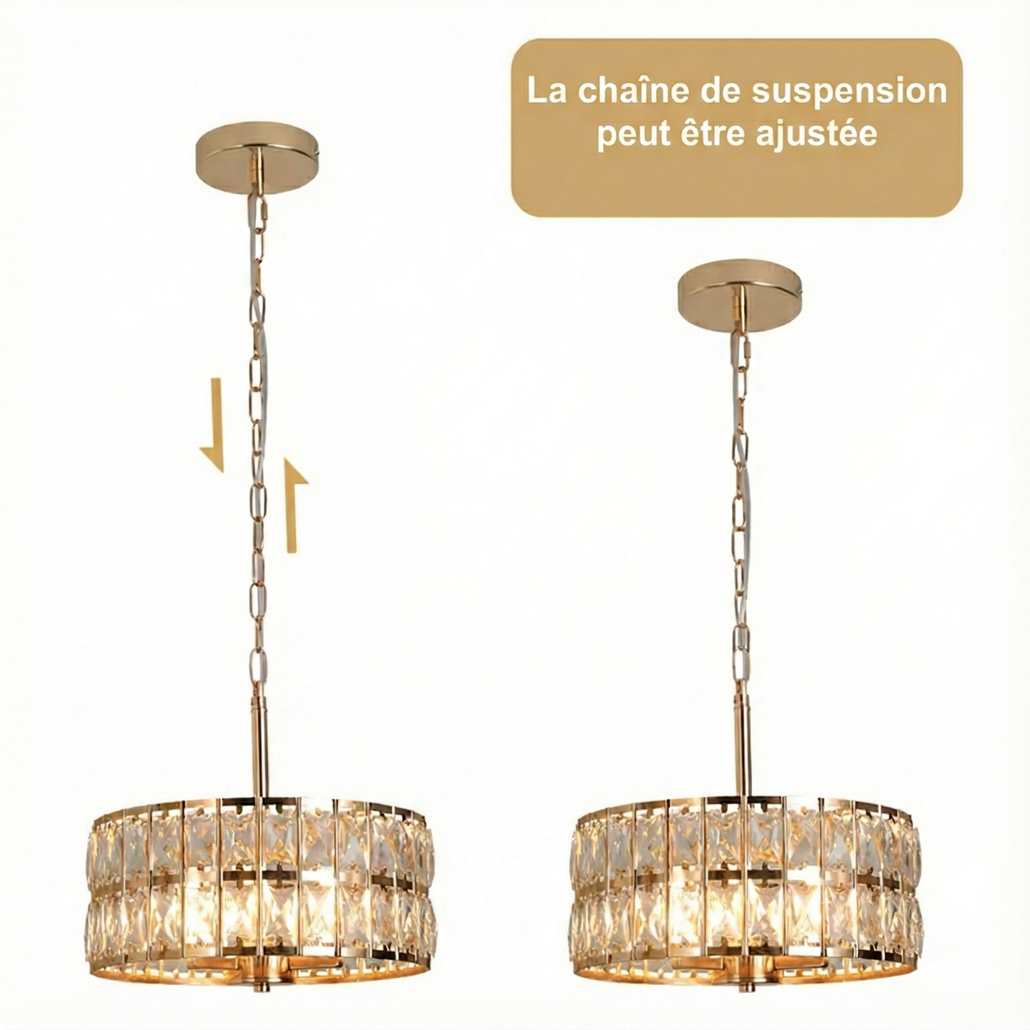 Plafonnier LED cristal bouquet – doré ou argenté