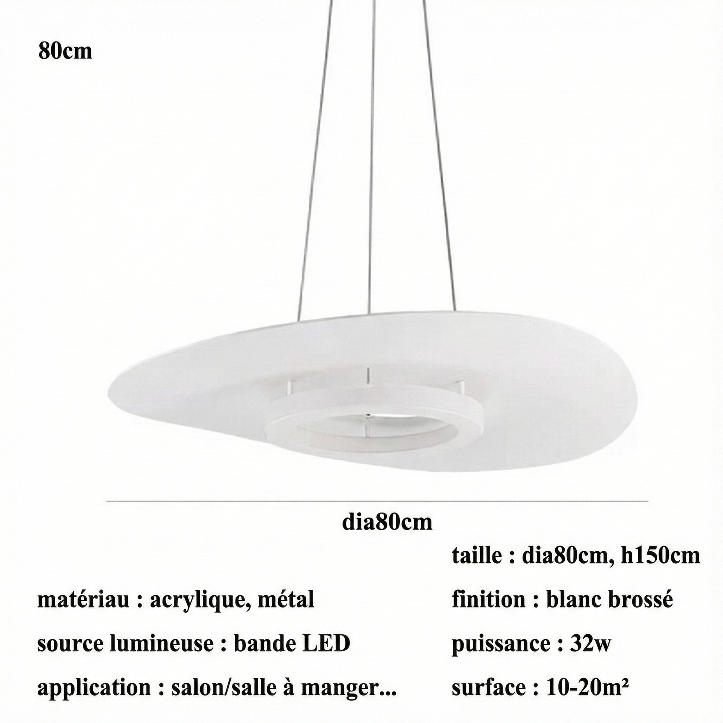 Suspension LED disque Wabi Sabi – noir ou blanc