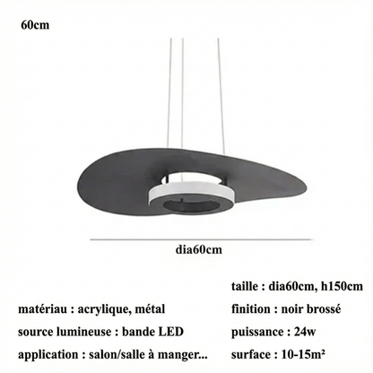 Suspension LED disque Wabi Sabi – noir ou blanc